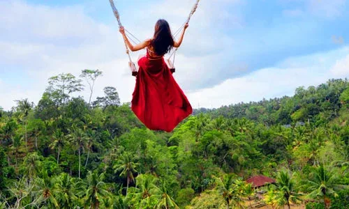 Wisata ayunan di Picheaven Swing Bali
